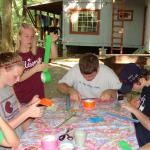 Brianna teaching us how to make duct tape wallets.